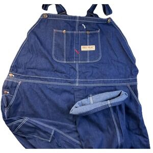 VTG Bic Mac Overalls Mens 54x34 Blue Jean Denim Carpenter Work Farm Bibs USA